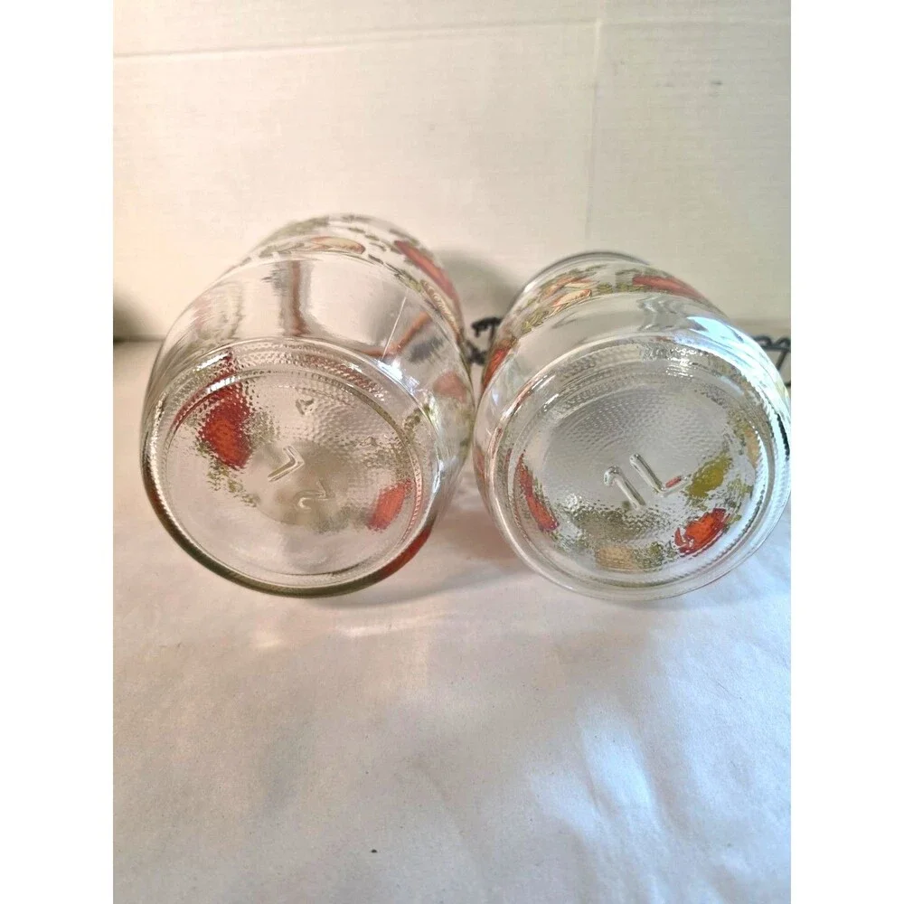 Vintage 2 Glass Canisters France Mushroom Spice Of Life 2 liter & 1 Liter Arc